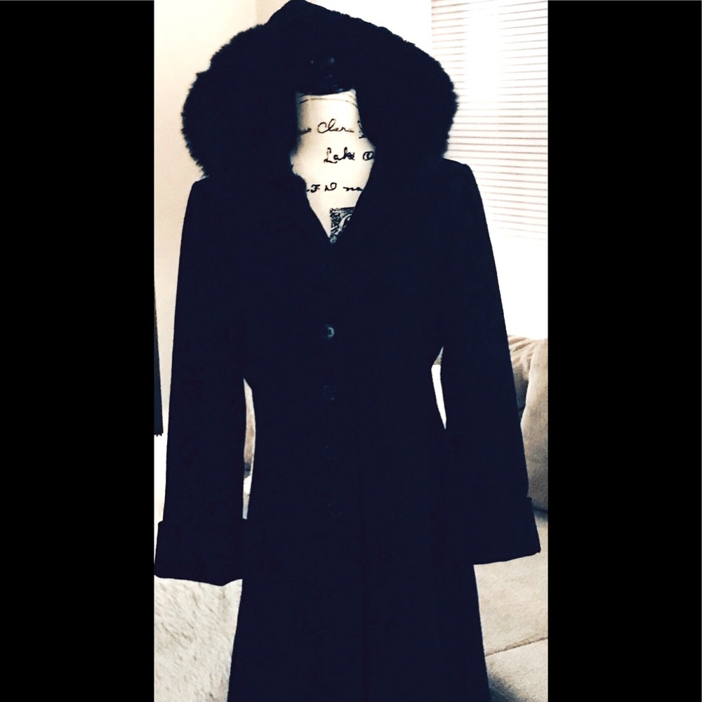 Women trench coat wool black